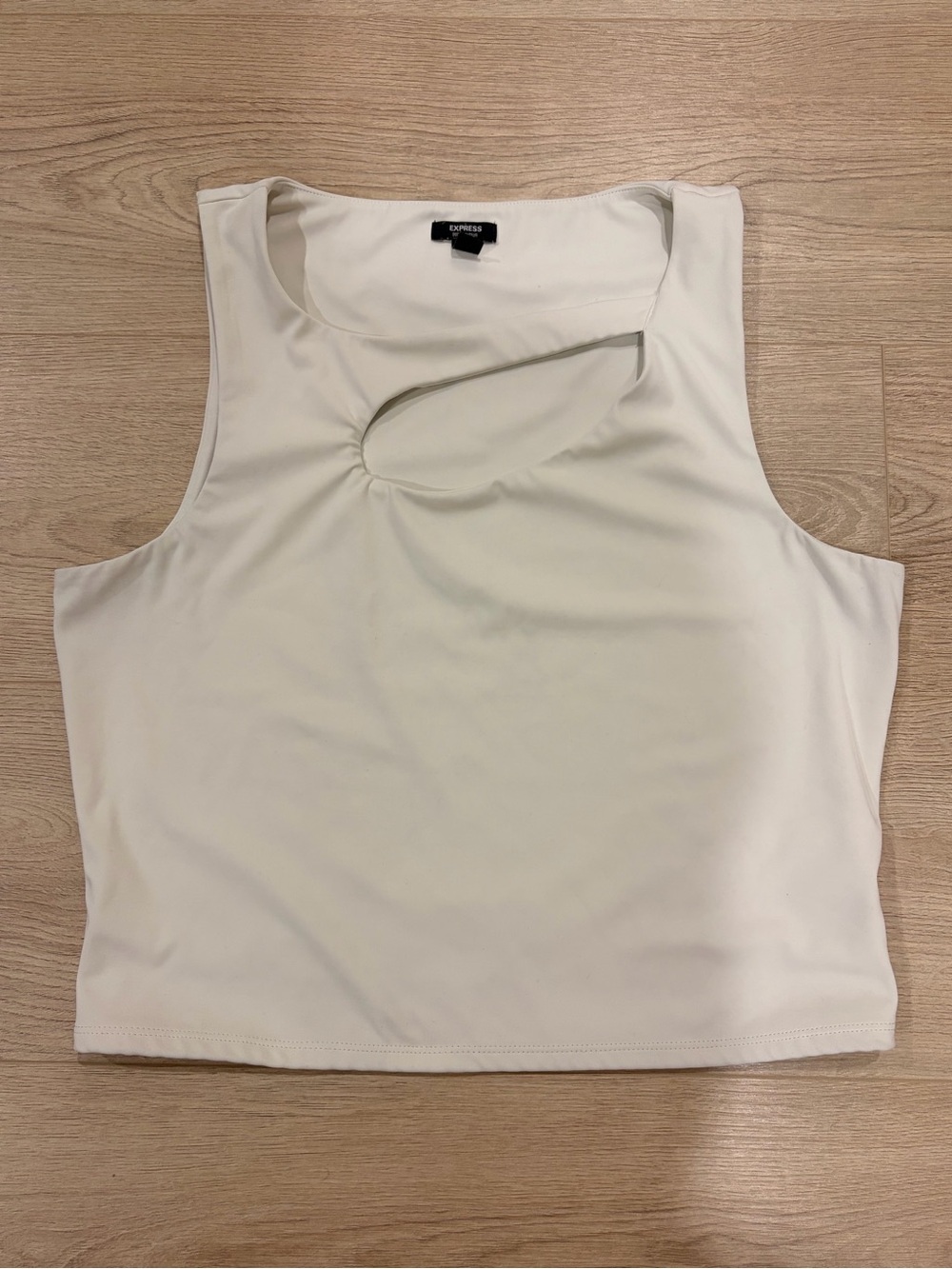 Express Cream Sleeveless Tank with Asymmetric Neck Cutout